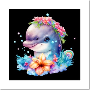 cute dolphin Posters and Art